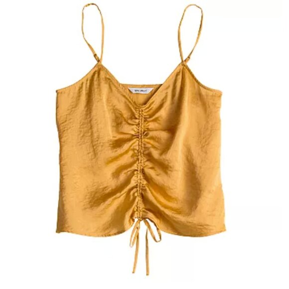 🦋Women's Nine West Mustard yellow Ruched Drawstring Front Tank🦋 - Picture 8 of 8